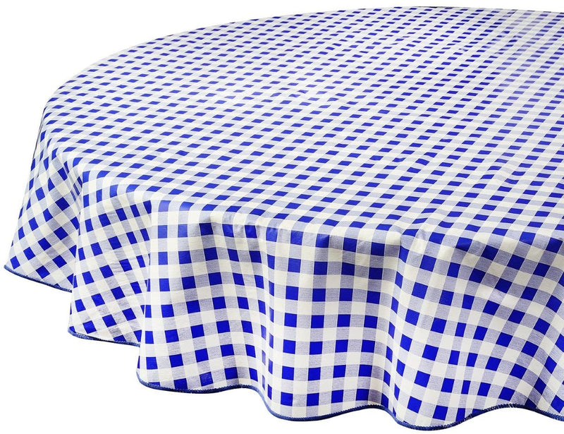Vinyl Tablecloth Round Tablecloths  Blue Tablecloth Checkered 60" Round